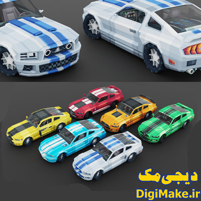 ماشین‌های Muscle سبک پیکسلی سه‌بعدی