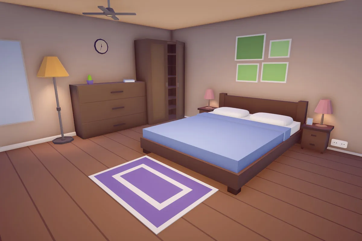 مدل سه‌بعدی خانه کارتونی با پلیگان کم برای یونیتی