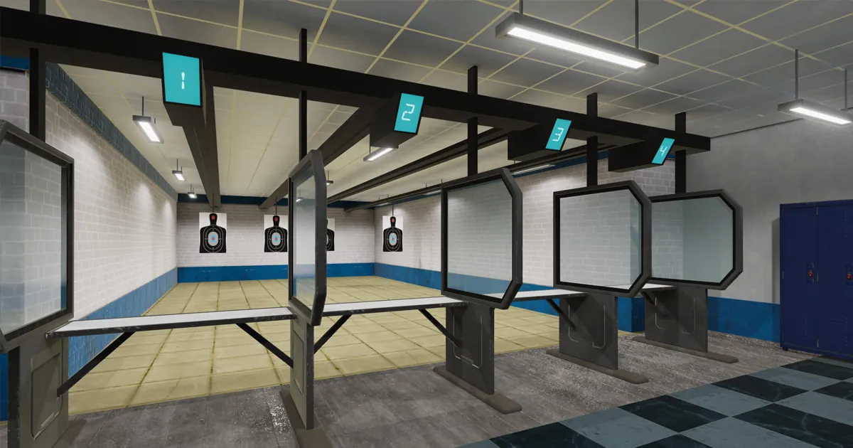 محیط سه‌بعدی آماده برای ساخت صحنه‌های مرتبط با اسلحه و تیراندازی در بازی‌های Unity