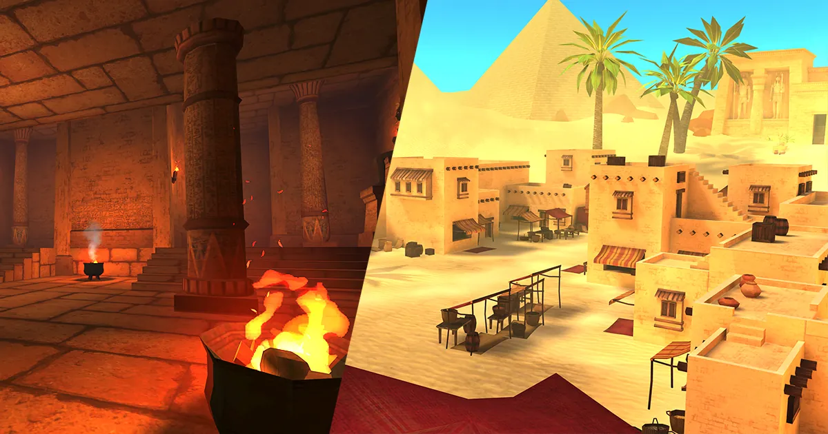 مجموعه‌ی جذاب و آماده از محیط‌های کارتونی با تم مصر باستان