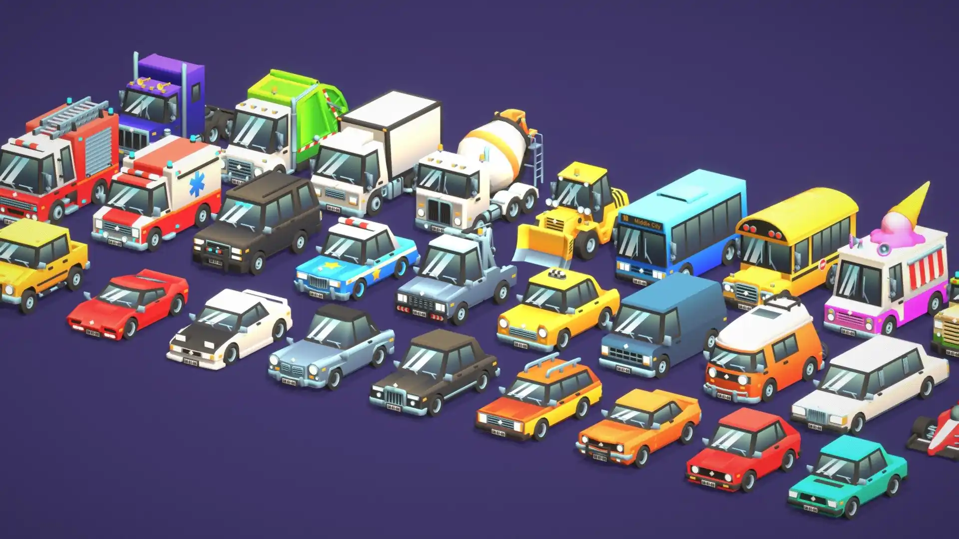 پکیج ماشین های سبک، کارتونی و آماده یونیتی